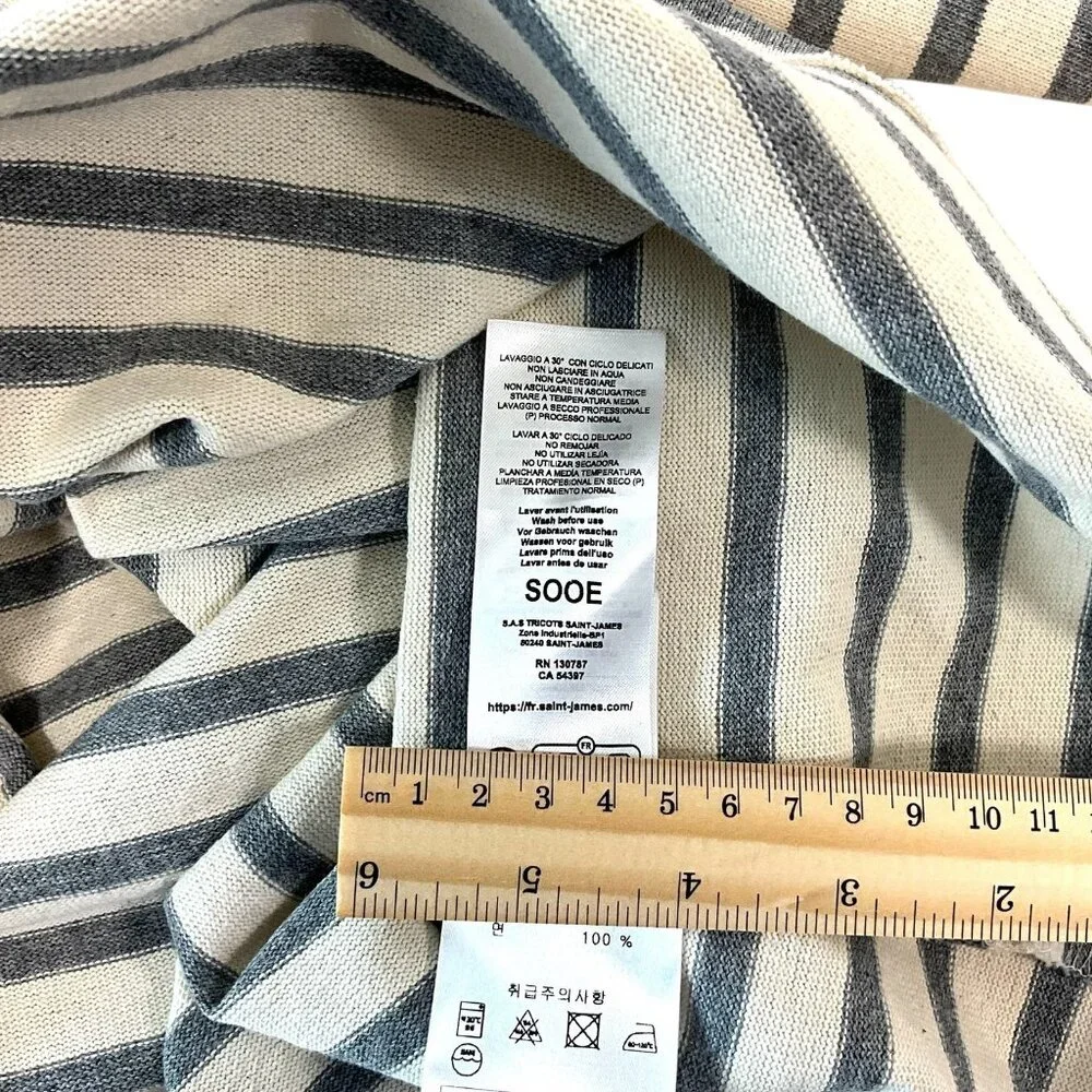 Saint James Vaujany Heart Patch Long Sleeve T Shirt Womens US 8 Striped Cotton - Picture 8 of 11